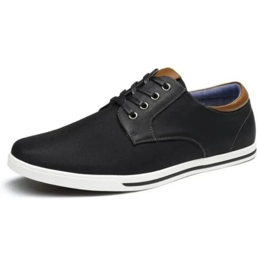 Bruno Marc Men's Black Leather Rivera Oxfords Lace Up Sneakers Non Marking